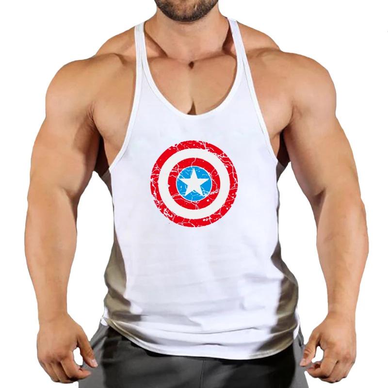 Mode d'été tendance fitness gilet hommes fitness vêtements de sport fitness impression cool chemise