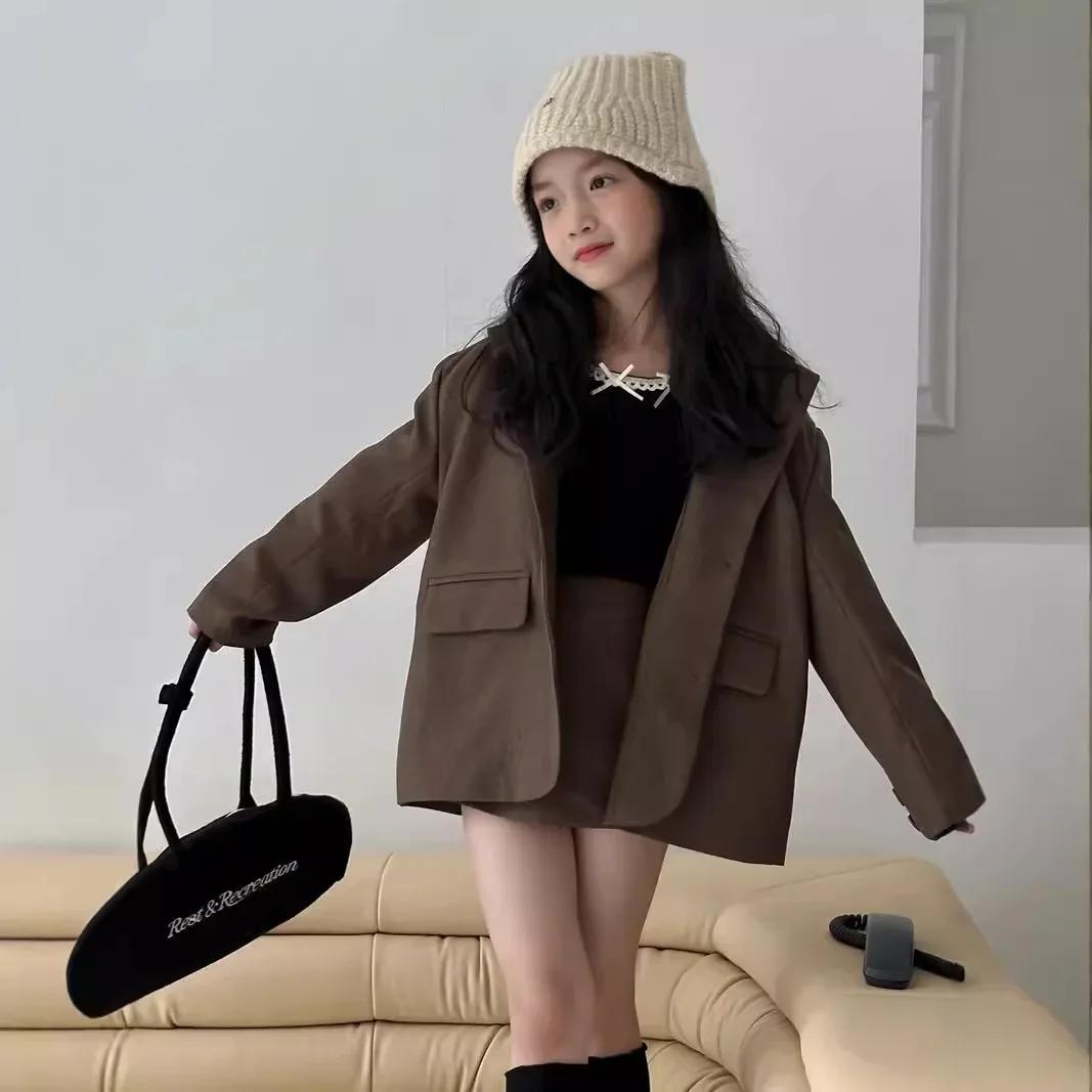 Ensemble jupe de costume pour enfants et filles, veste ample et short, à la mode, vêtements pour enf