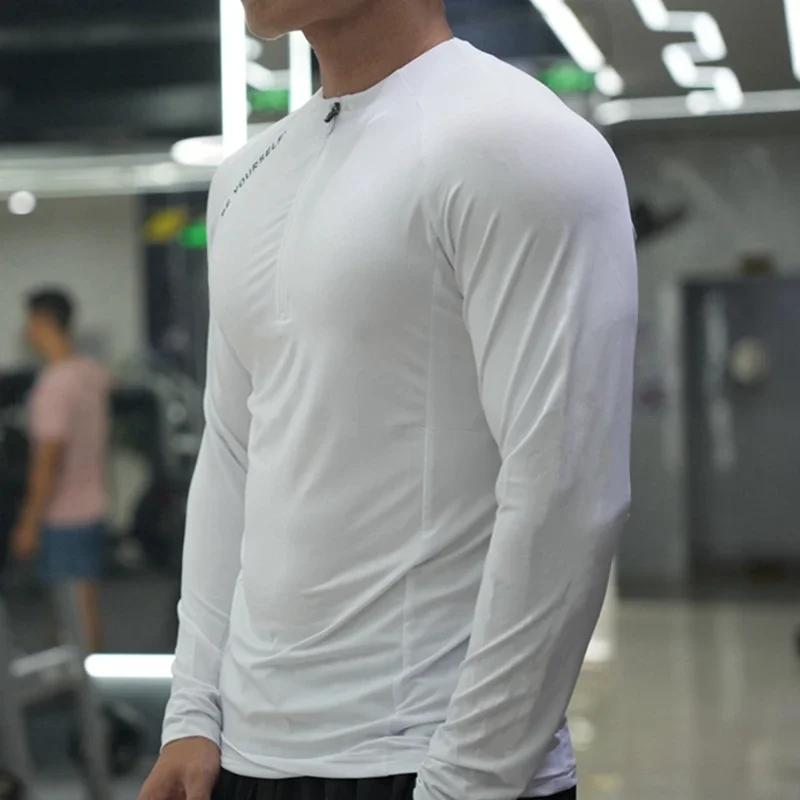 T-shirt de sport de compression à manches longues pour hommes, t-shirt de course, sweat-shirt de jog