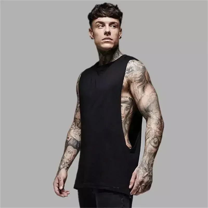 Vêtements de sport de fitness pour hommes, t-shirts en coton précieux, maillots Hip-Hop, extension m