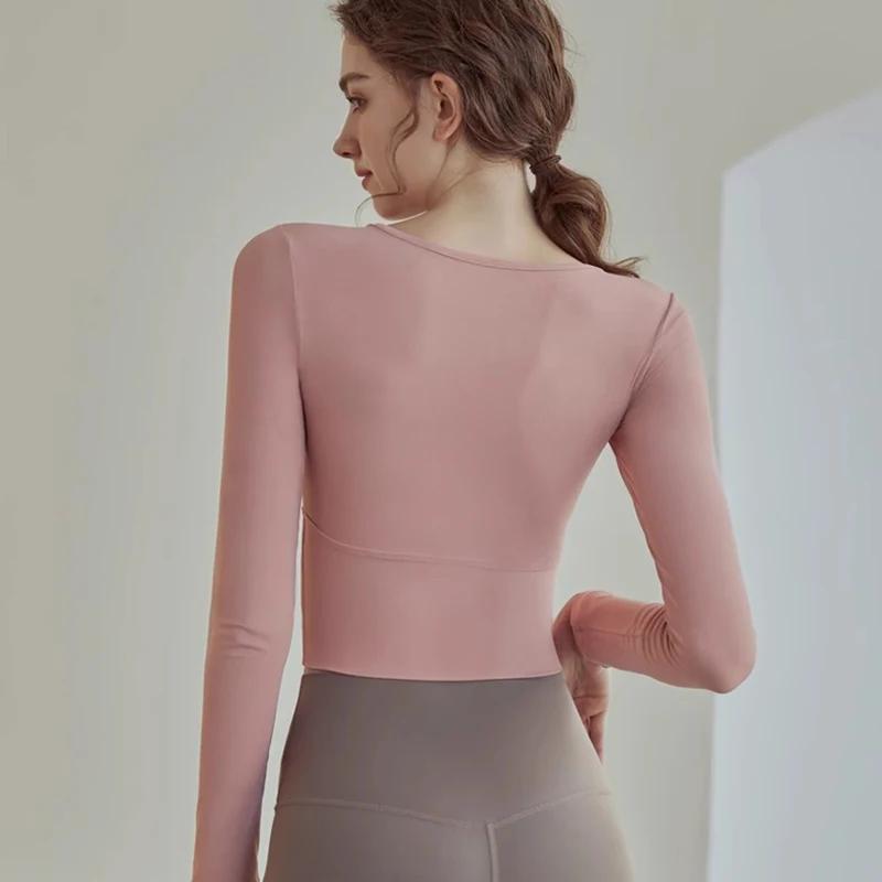 Chemises de sport à manches longues pour femmes, chemisier sexy de fitness, vêtements de yoga creux