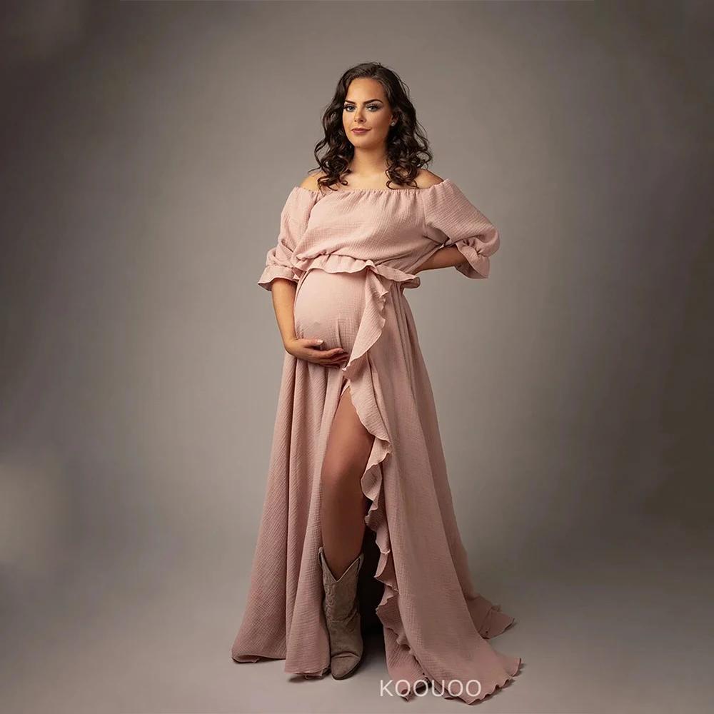 Robe de maternité en coton, accessoire de Studio de photographie, fente haute, épaules dénudées, sty