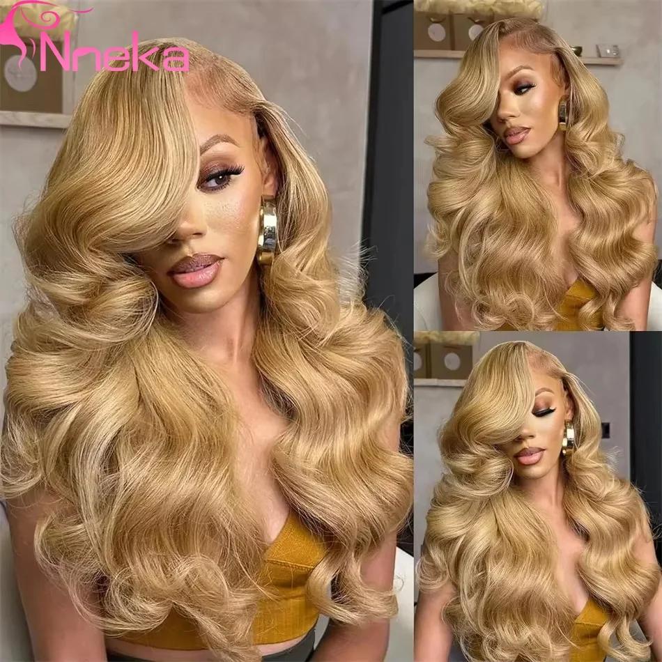 27 perruques de cheveux humains blond miel 13X6 Hd perruque frontale en dentelle 13x4 vague de corps
