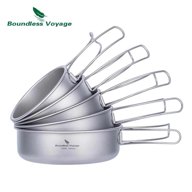 Casseroles en titane Voyage sans limite, bols, vaisselle avec poignée pliante, Camping de plein air,