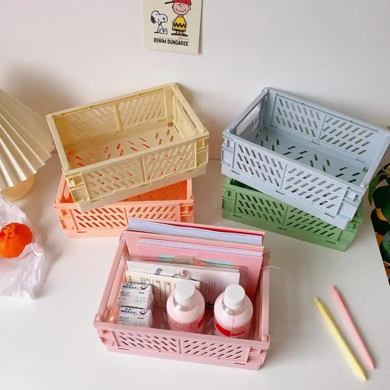 Nouveau Mini support de papeterie pliable empilable en plastique Simple mignon étudiant bureau boîte