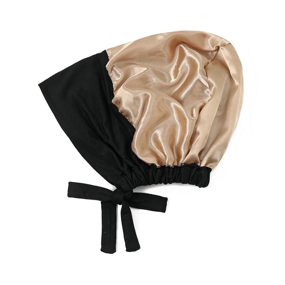 Bonnet Hijab en Satin Modal Double couche, sous-capuchon islamique avec cravate, Hijabs instantanés
