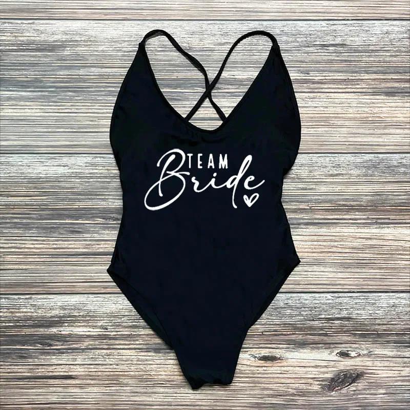 S-3XL rose imprimé équipe mariée maillot de bain une pièce Sexy rembourré Squad femmes maillots de b