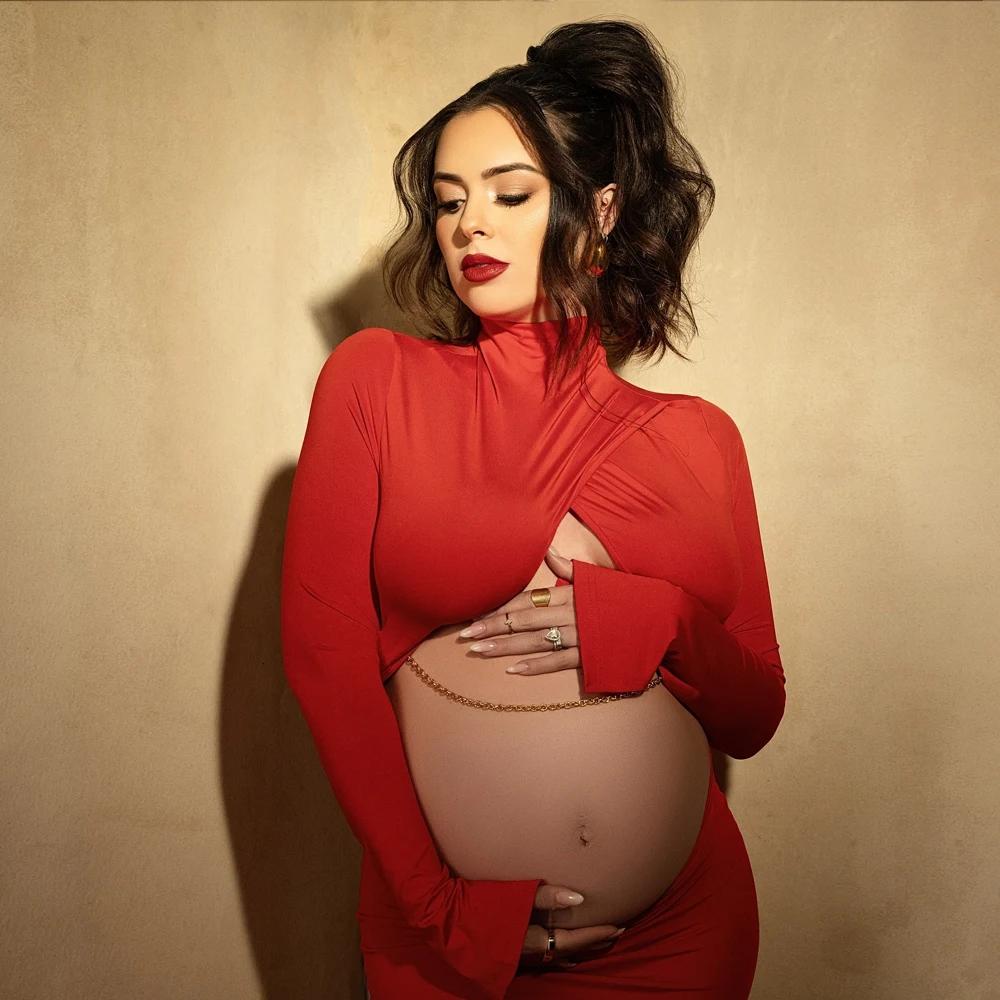 Robe de photographie ALTERPhotography pour femme enceinte, robe de vadrouille au sol, rouge, sexy et