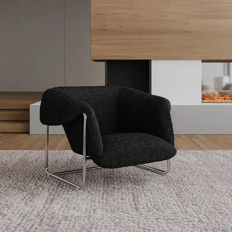 Canapé simple de luxe nordique, chaise de salon en cachemire et acier inoxydable, meubles de maison,