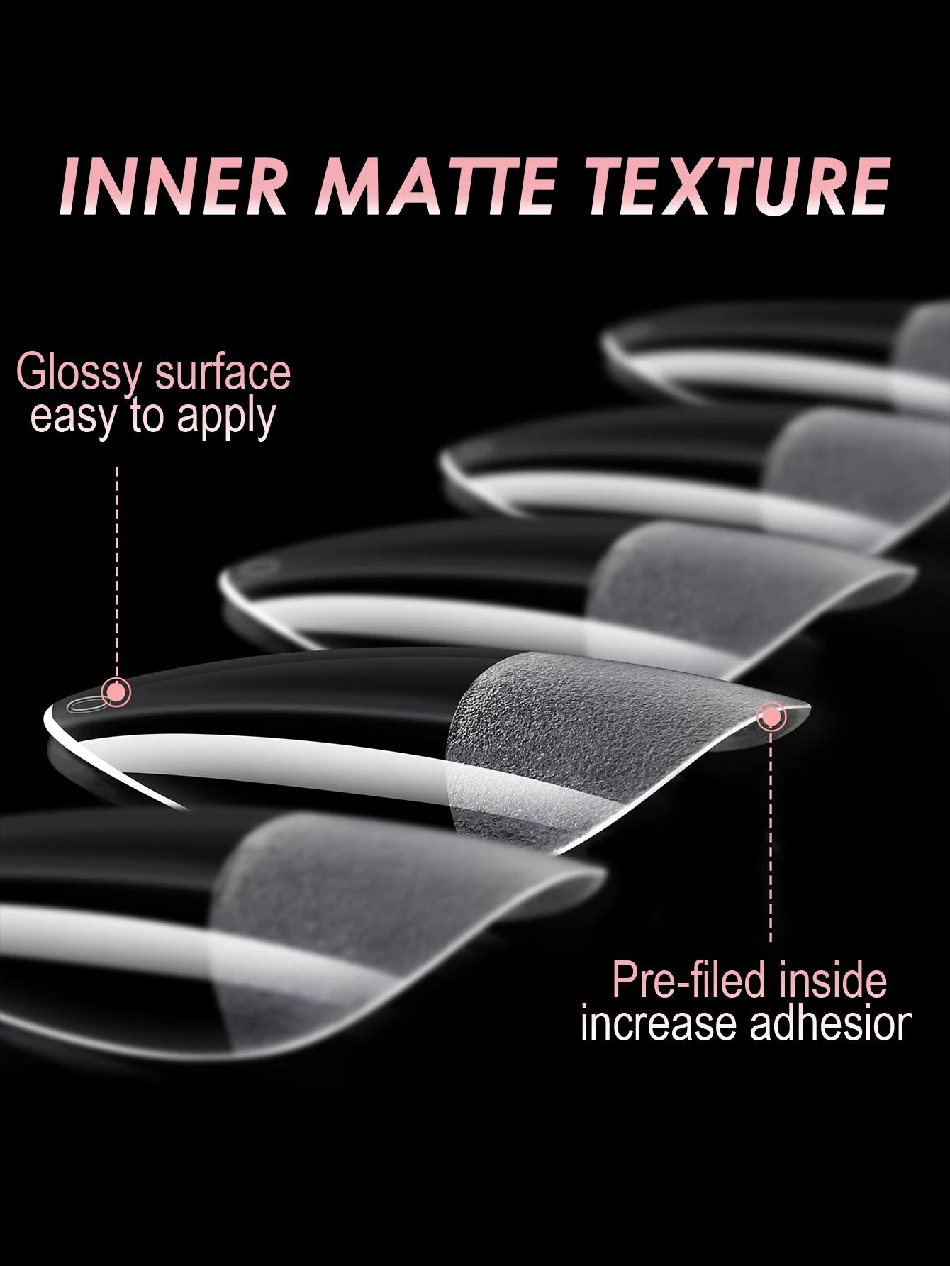 100/600 faux ongles courts en forme d'amande, en gel souple, couvrants, pour ongles en acrylique, à