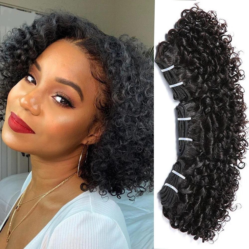 Code Calla rebondissant cheveux bouclés paquets Double tirage indien 6 pouces coupe courte Remy Exte