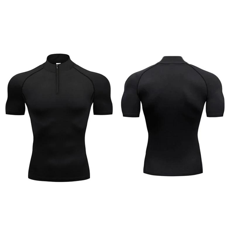 Polo compression homme course été Fitness séchage rapide musculation Muscle T-shirt sport