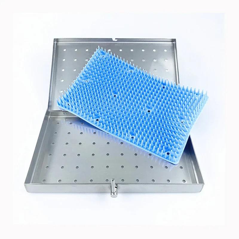 Boîte de stérilisation à plateau Autoclavable avec tapis en Silicone, Instruments en aluminium Autoc