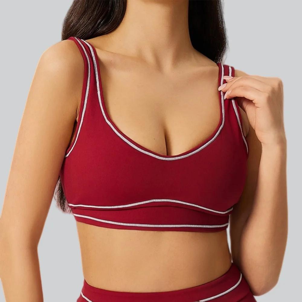 Soutien-gorge de sport color block pour femme, débardeur de yoga, brassière de fitness push-up, sous