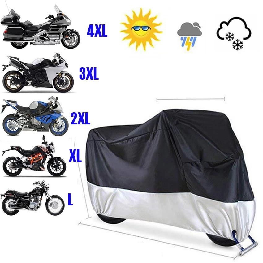 Tout nouveau S M L XL 2XL 3XL 4XL universel extérieur UV protecteur étanche Moto couverture Bache Fu