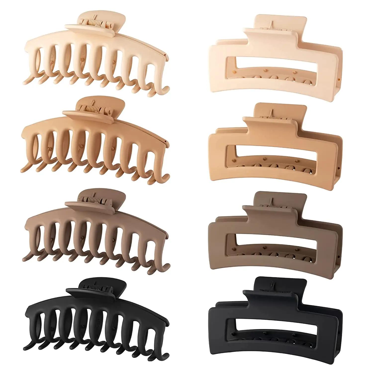 Pinces à cheveux géométriques mates vintage solides pour femmes, pour cheveux épais, maintien ferme,