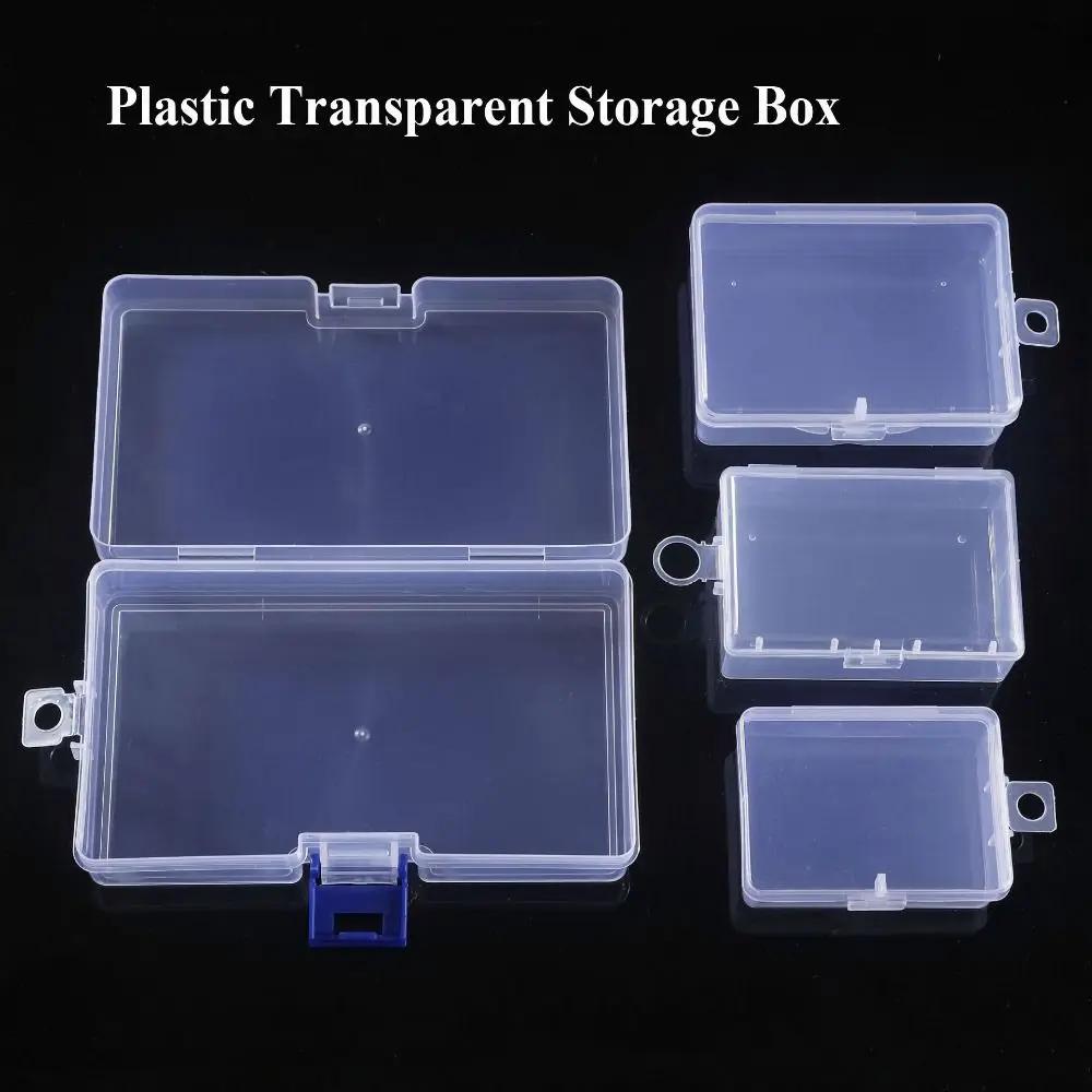 Boîte de rangement carrée en plastique transparent, conteneur pour bijoux, perles, outils de pêche,