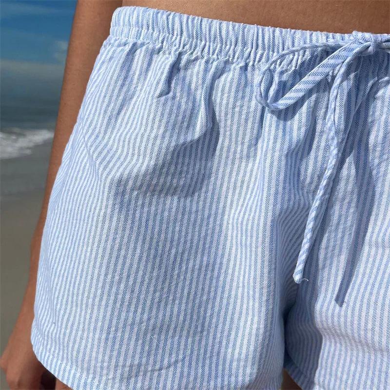 Short à rayures décontracté pour femmes, vêtements Y2K, proximité Wstring, taille élastique, coupe a