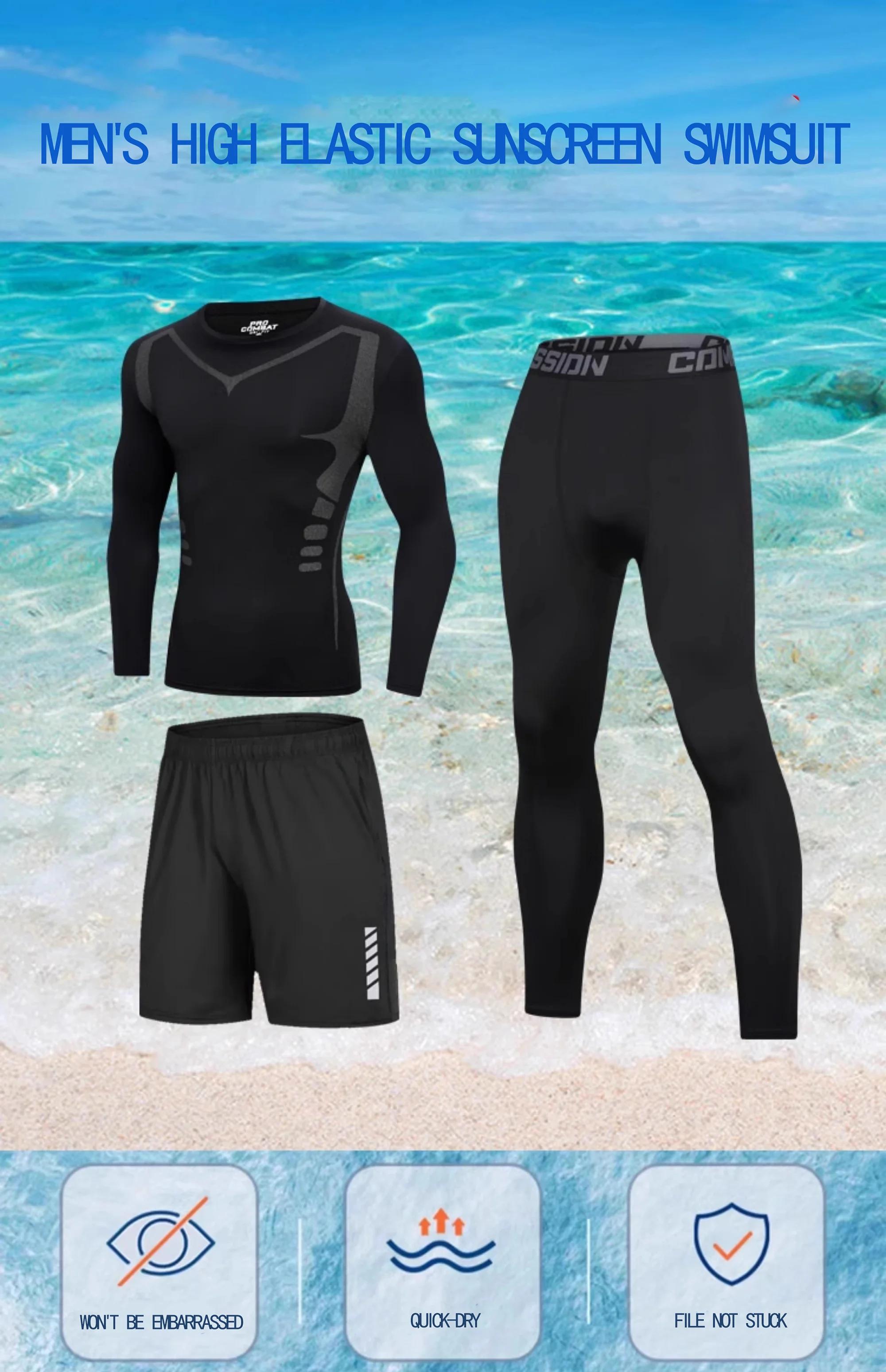 Maillot de bain pour hommes, protection solaire complète du corps, manches longues, pantalons à manc