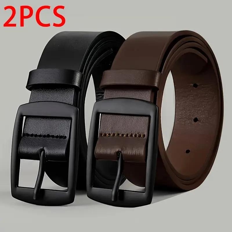 Ceinture de luxe en cuir PU pour hommes, 2 pièces, boucle ardillon en métal, haute qualité, marque c