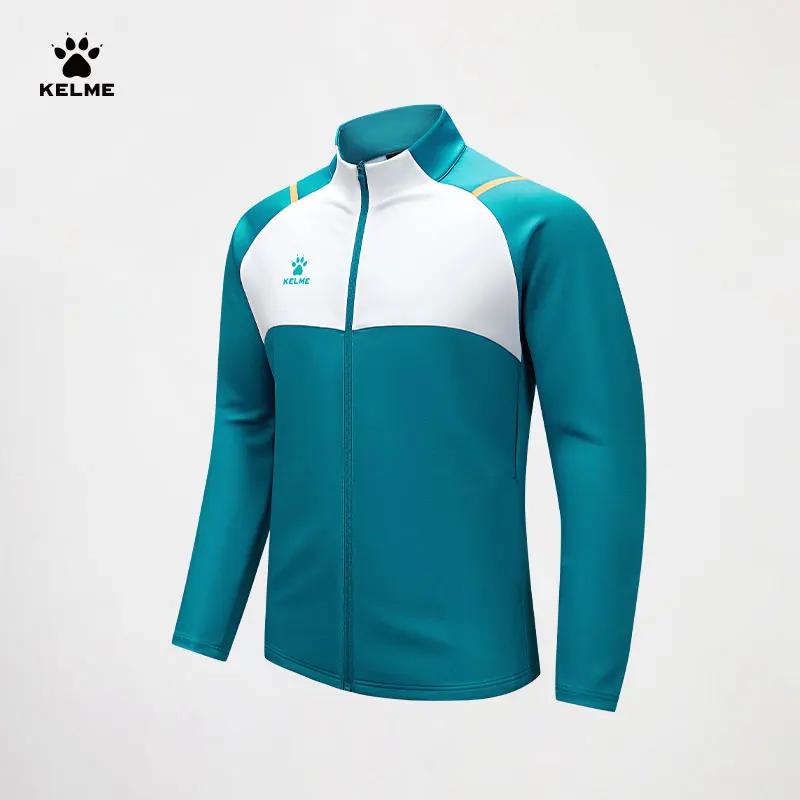 Kelme-Veste d'entraînement de football pour homme, cardigan imprimé à col montant, manteau de sport