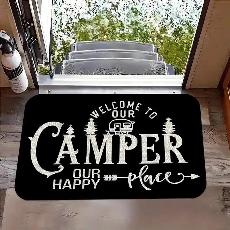 Tapis de bienvenue pour camping-car, motif camping-car joyeux, antidérapant, pour cuisine, salle de