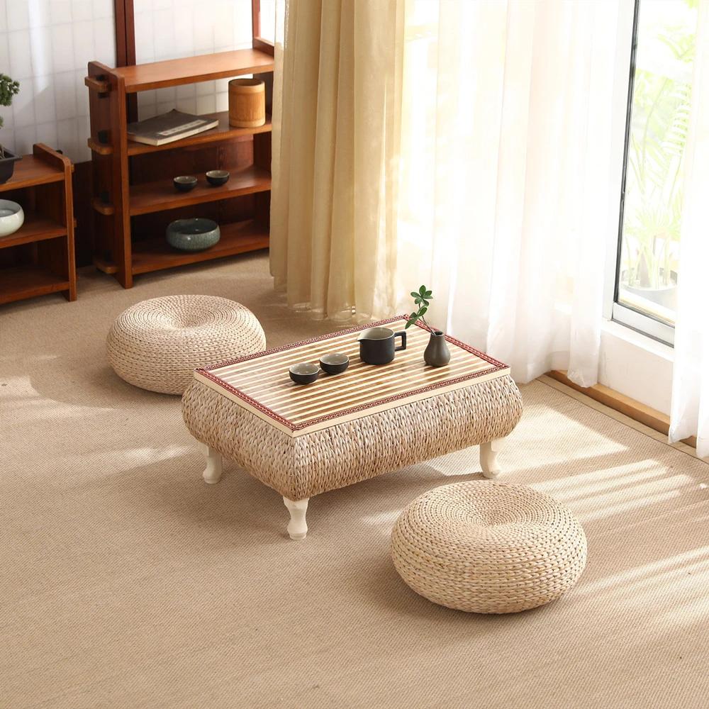 Table de tatami en rotin japonais balcon baie vitrée petite table d'appoint table basse chambre à co