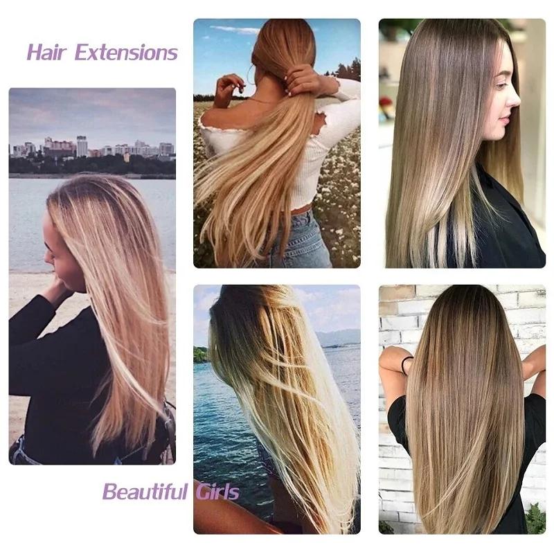 Extensions capillaires synthétiques 24 pouces, 16 Clips, coiffure longue et lisse, postiche Blonde n