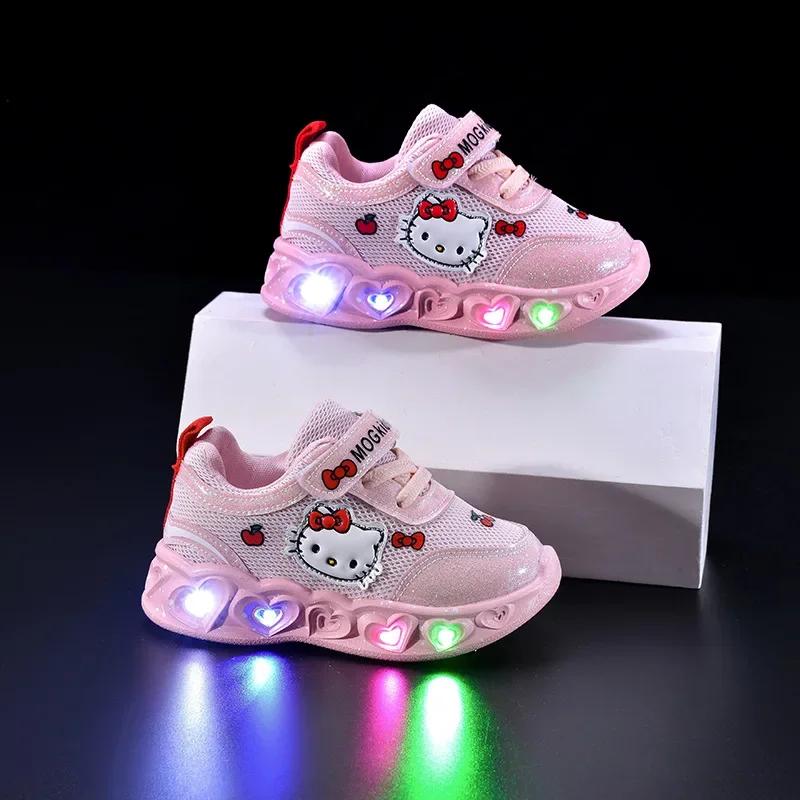 Sanrio Hello Kitty – chaussures décontractées pour enfants, chaussures à lumière Led pour filles, en