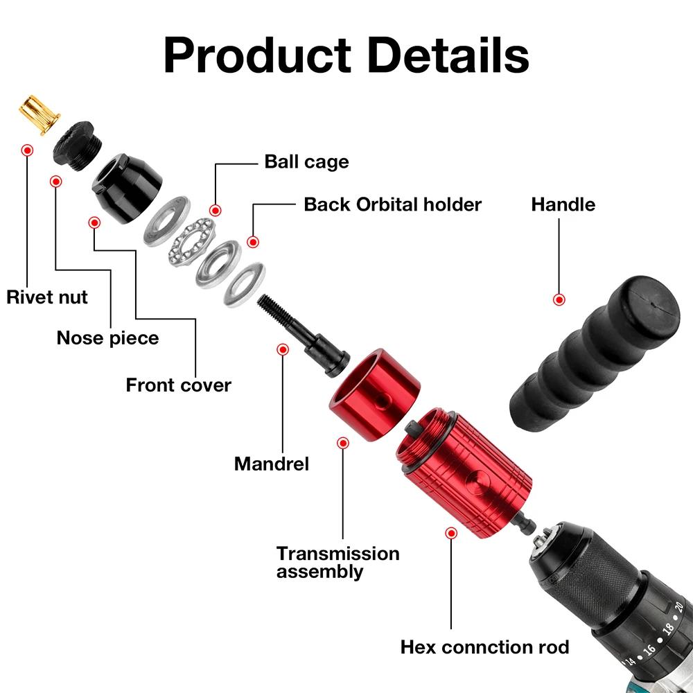 Machine à riveter les écrous M3, M4, M5, M6 et M8 pour usage domestique, adaptateur pour pistolet à