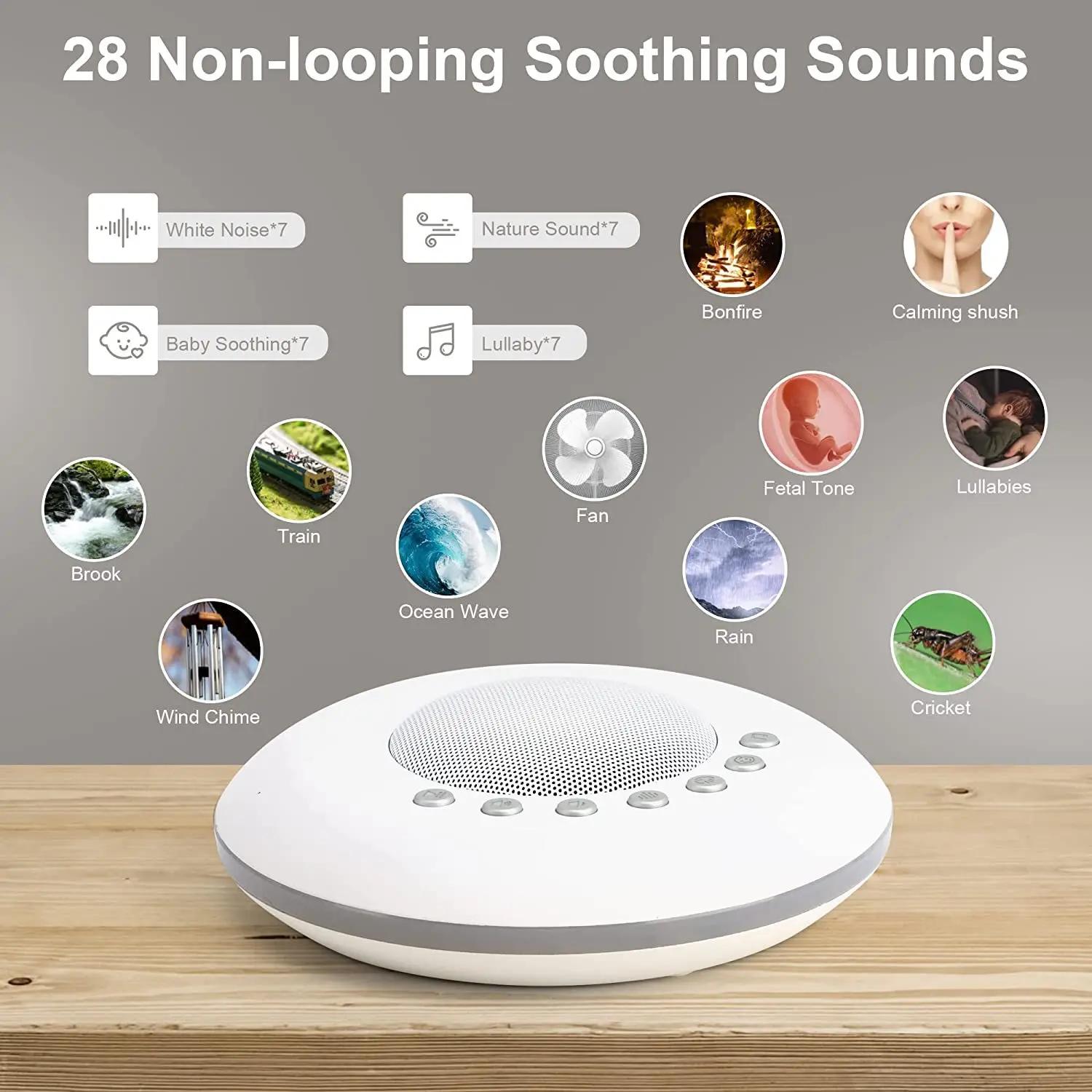 Machine sonore à bruit blanc pour bébé, 28 sons apaisants intégrés, 4 fonctions de minuterie et de m