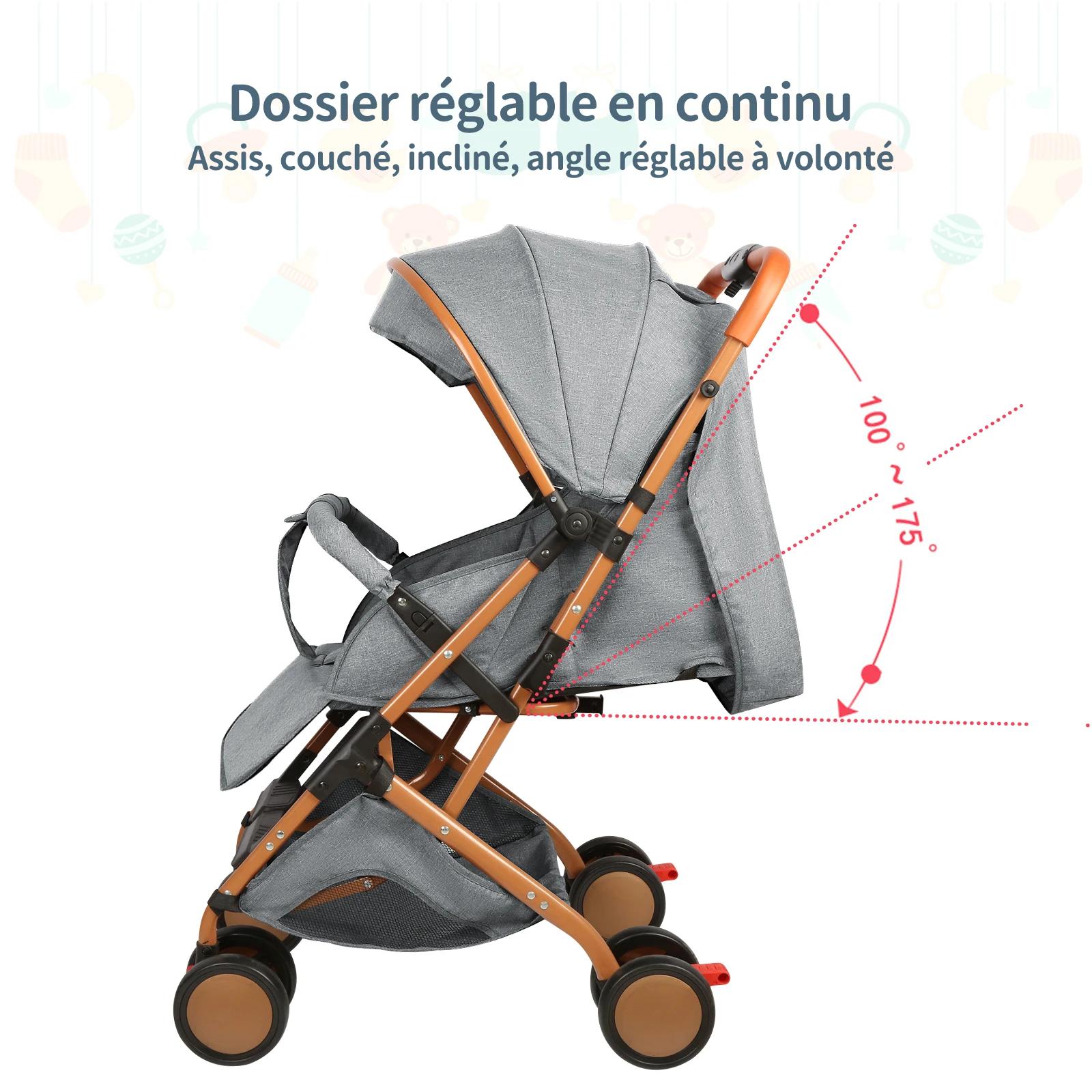 Poussette bébé, chariot avec moustiquaire, jusqu'à 20 kg, avec panier de rangement, 4 roues, pousset