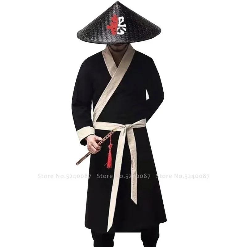 Chapeau en bambou tissé de Style chinois traditionnel Kung Fu, Shaolin, samouraï japonais, Cosplay O