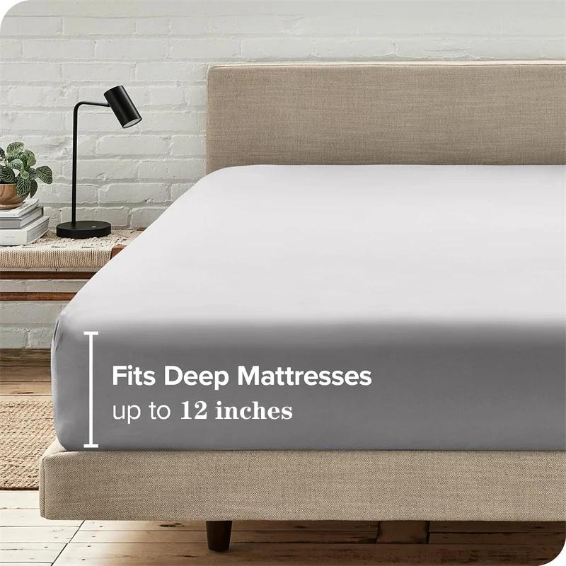 Drap-housse en coton égyptien de luxe doux avec bandes élastiques, housse de matelas 400TC, antidéra
