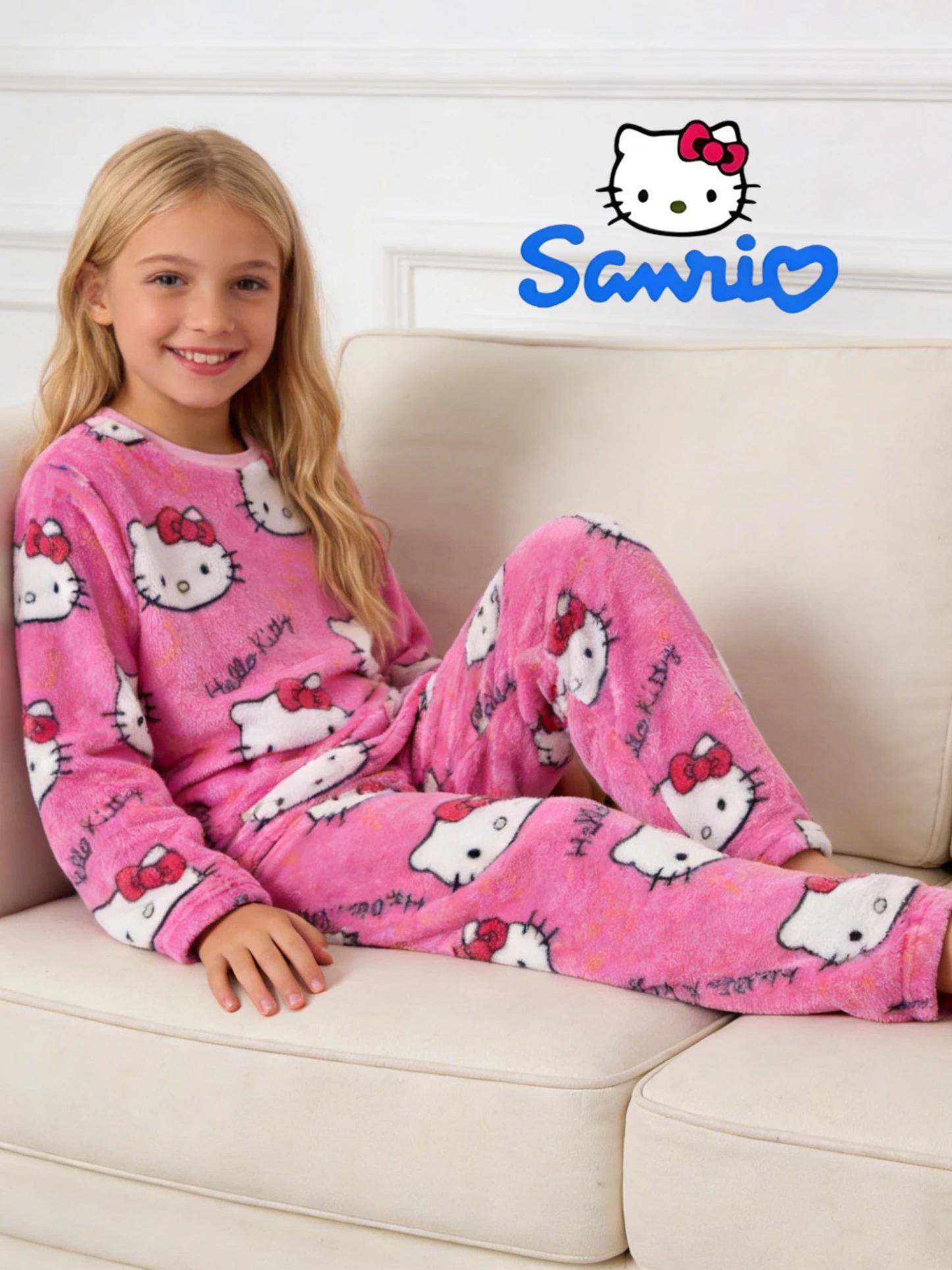 Ensemble de vêtements de nuit et de pantalons Sanrio pour filles, pour l'automne et l'hiver, pantalo