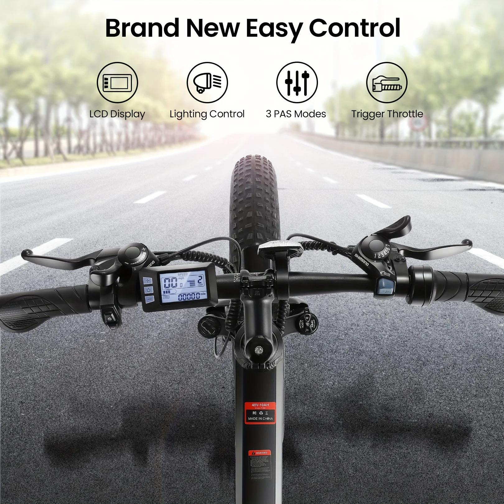Vélo Électrique Pliable de 26 Pouces x 4.0 avec Moteur Sans Balais de 500W, 48V, 10Ah, 20MPH, pour A