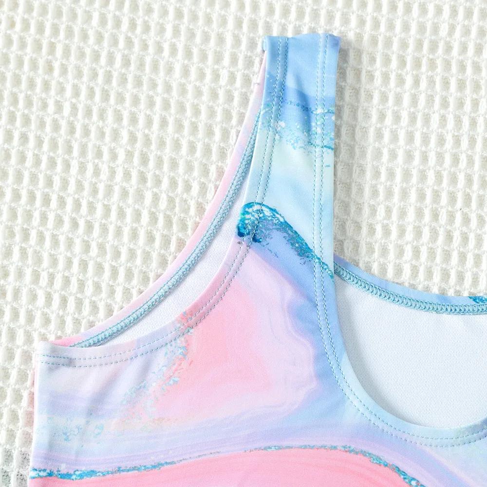 Maillot de bain une pièce tie-dye bleu pour enfants adolescents design nouveau 5 à 15 ans