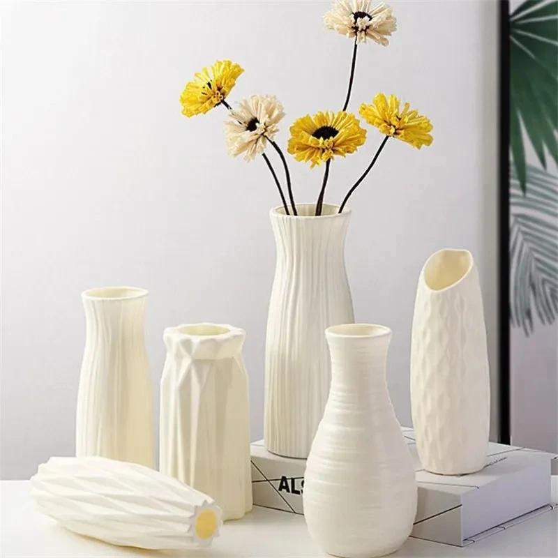 Vase en plastique nordique simple, petit pot de fleur frais, bouteille de rangement pour fleurs, sal