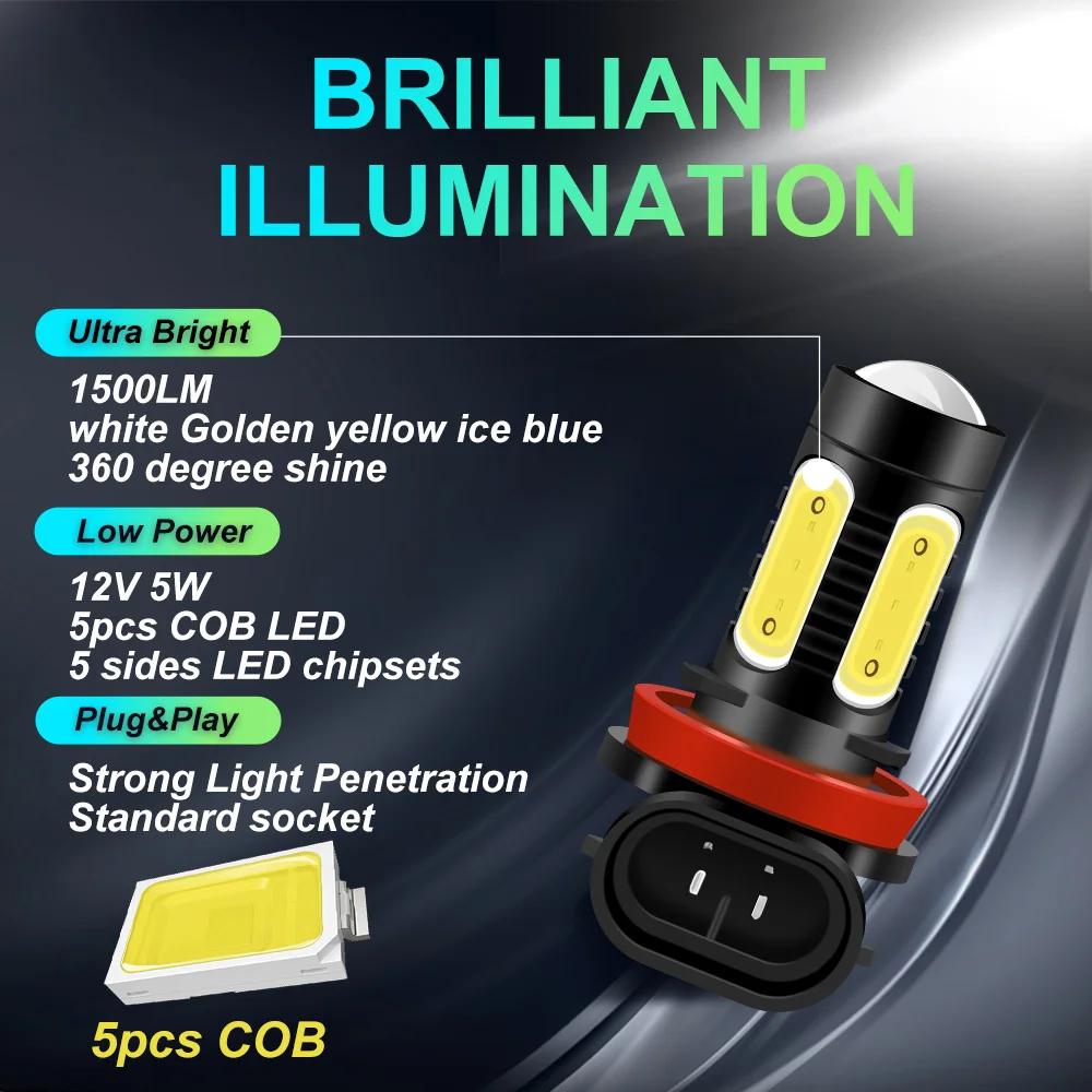 2 pièces H11 H8 H9 LED antibrouillard jaune blanc 9006/HB4 9005/HB3 H27 881 voiture Automobile ampou