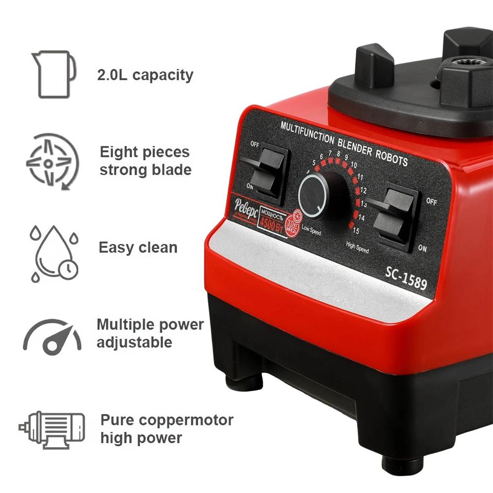 Mixeur Électrique 2-en-1 Professionnel 2000W, Extracteur de Jus, Préparateur de Smoothies, Mixeur de