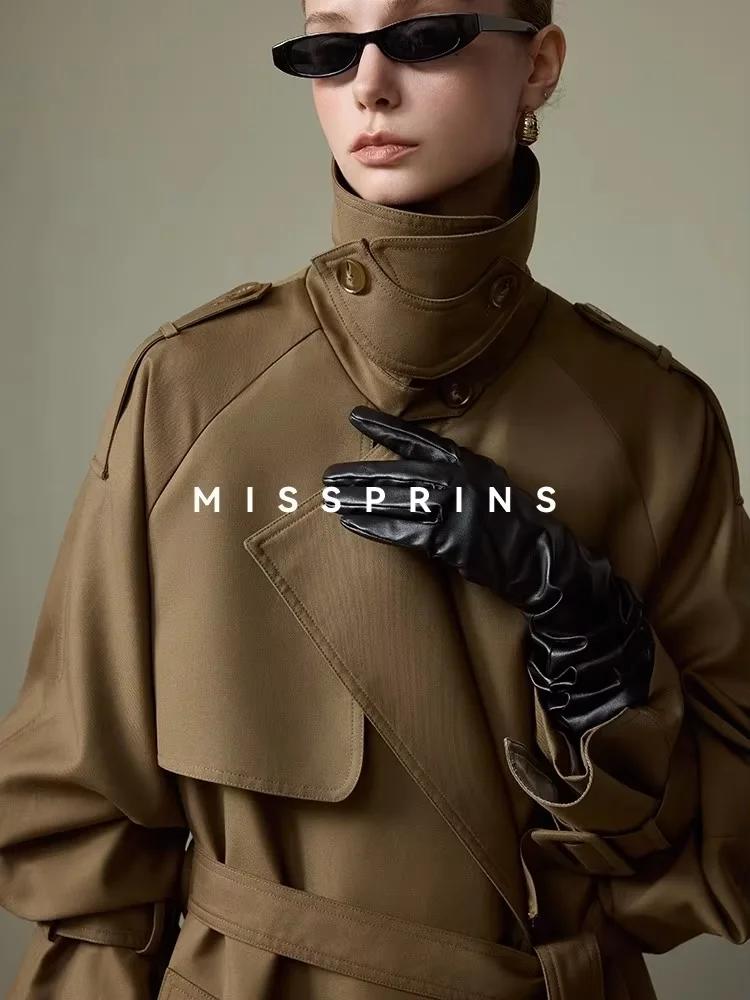 Lautaro printemps automne Long kaki Trench manteau pour femmes ceinture Double boutonnage Chic luxe