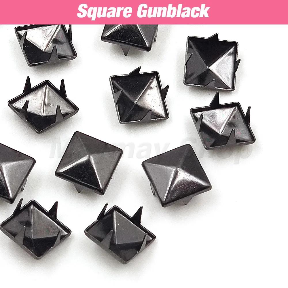 100 pièces 6-12mm métal 4 griffes Rivets carré/rond pointes goujons pyramide Rivets pour vêtements c