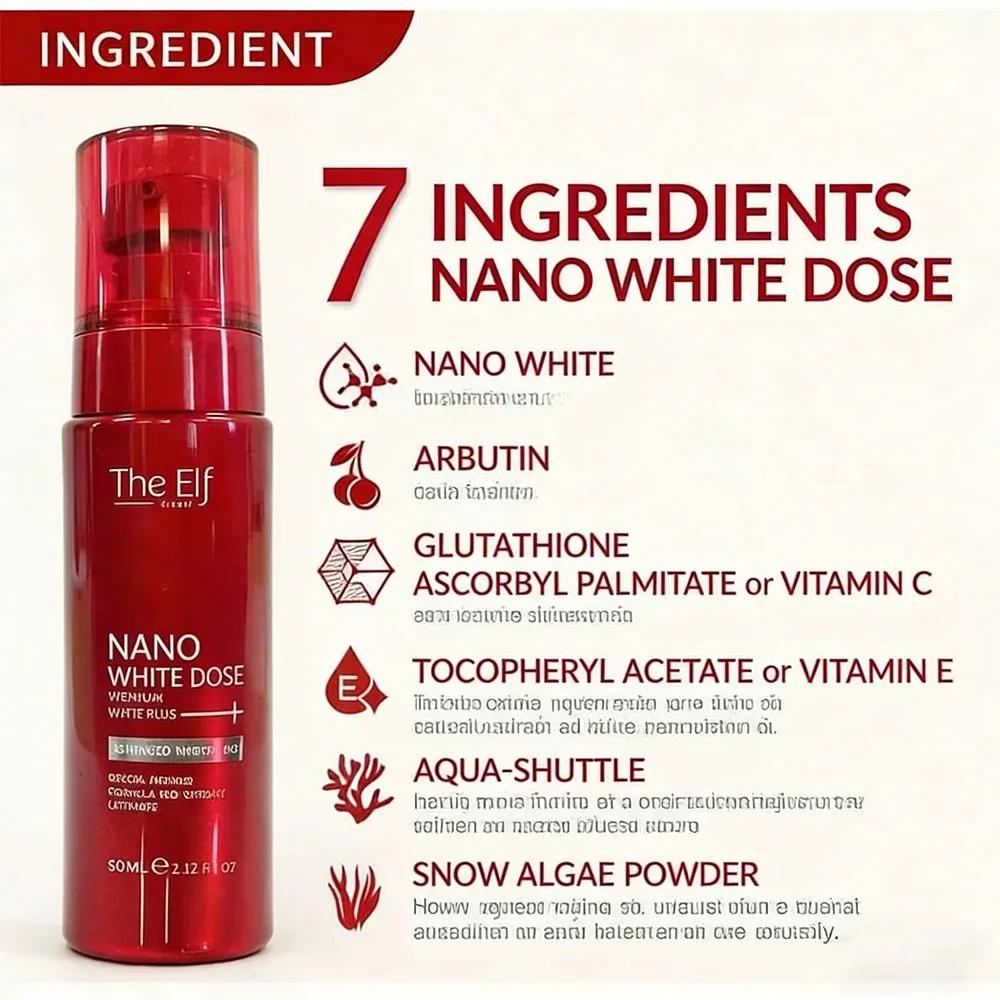 Sérum The Elf Nano White Dose Truyen Trang Mo Tham, estompe les taches foncées, éclaircit le teint,