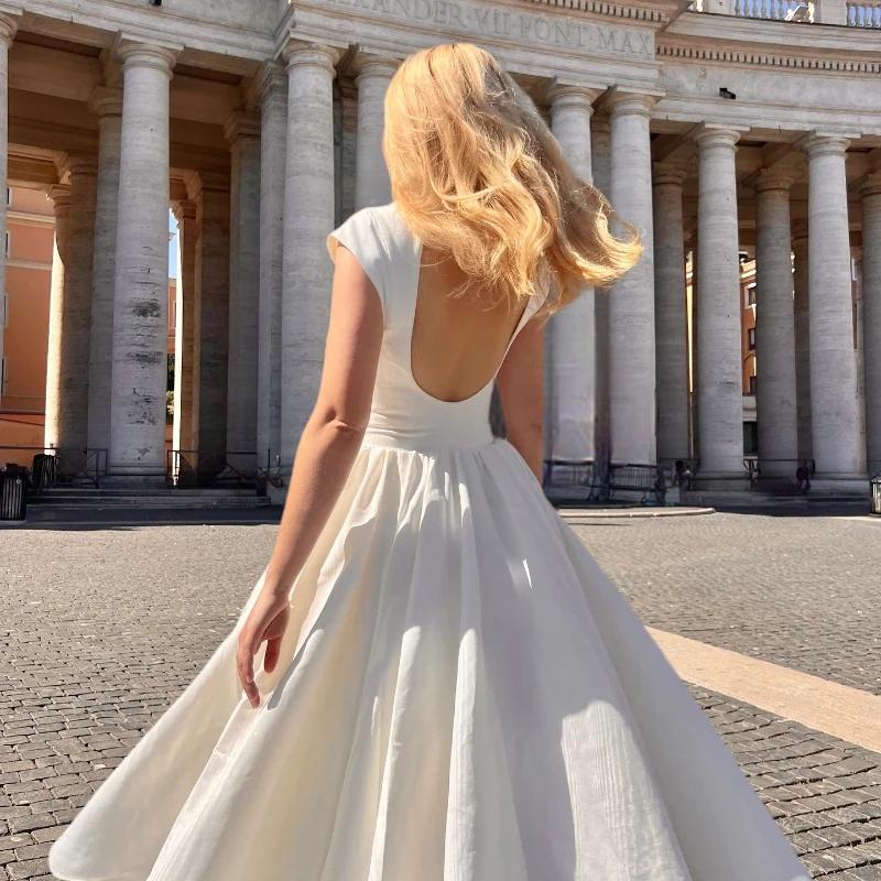 Suninheart femmes cercle découpé dos robe épaules larges et taille ajustée robe de bal ourlet moelle