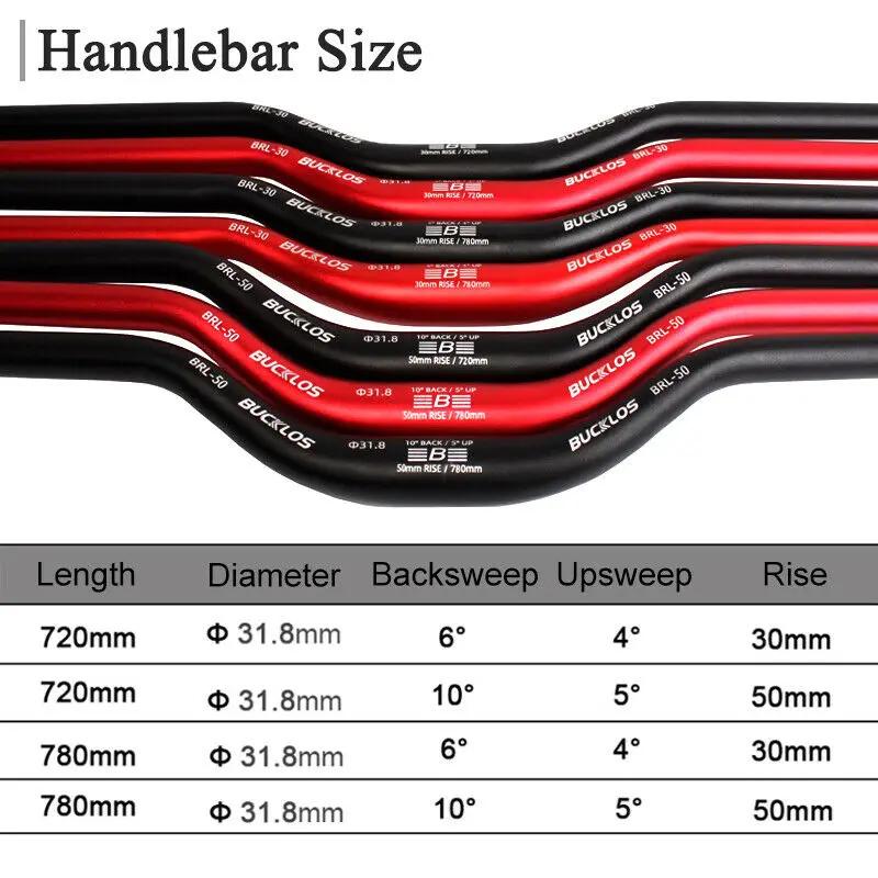 BUCKLOS 25.4mm 31.8mm guidon de vélo 620/660/720/780mm guidon d'hirondelle de vélo ultraléger Type M
