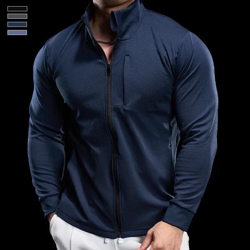 Veste de sport homme à fermeture éclair - Sweat-shirt fitness séchage rapide veste jogging course décontractée