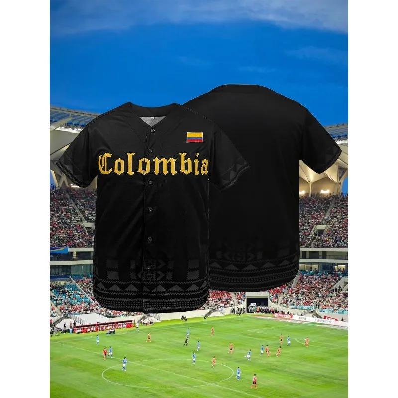 Maillot de baseball colombie brodé pour hommes, chemise athlétique respirante et coupe ample pour je