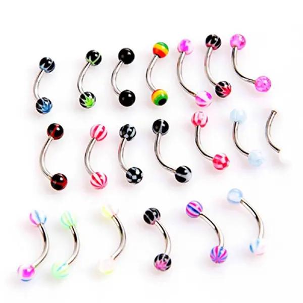 Piercing en Acier Inoxydable Coloré, Boule d'Haltère Incurvée, pour Eyebloguing, Barre Tragus, 20 Pi