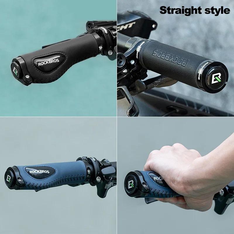 ROCKBROS – poignées de vélo en cuir, en Silicone liquide, pour vtt, ergonomique, verrouillage bilaté