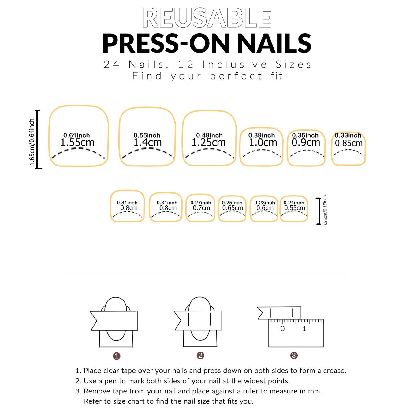 Ongles de Type presse 48 pièces, faux ongles carrés et de presse de taille moyenne, faux ongles poin